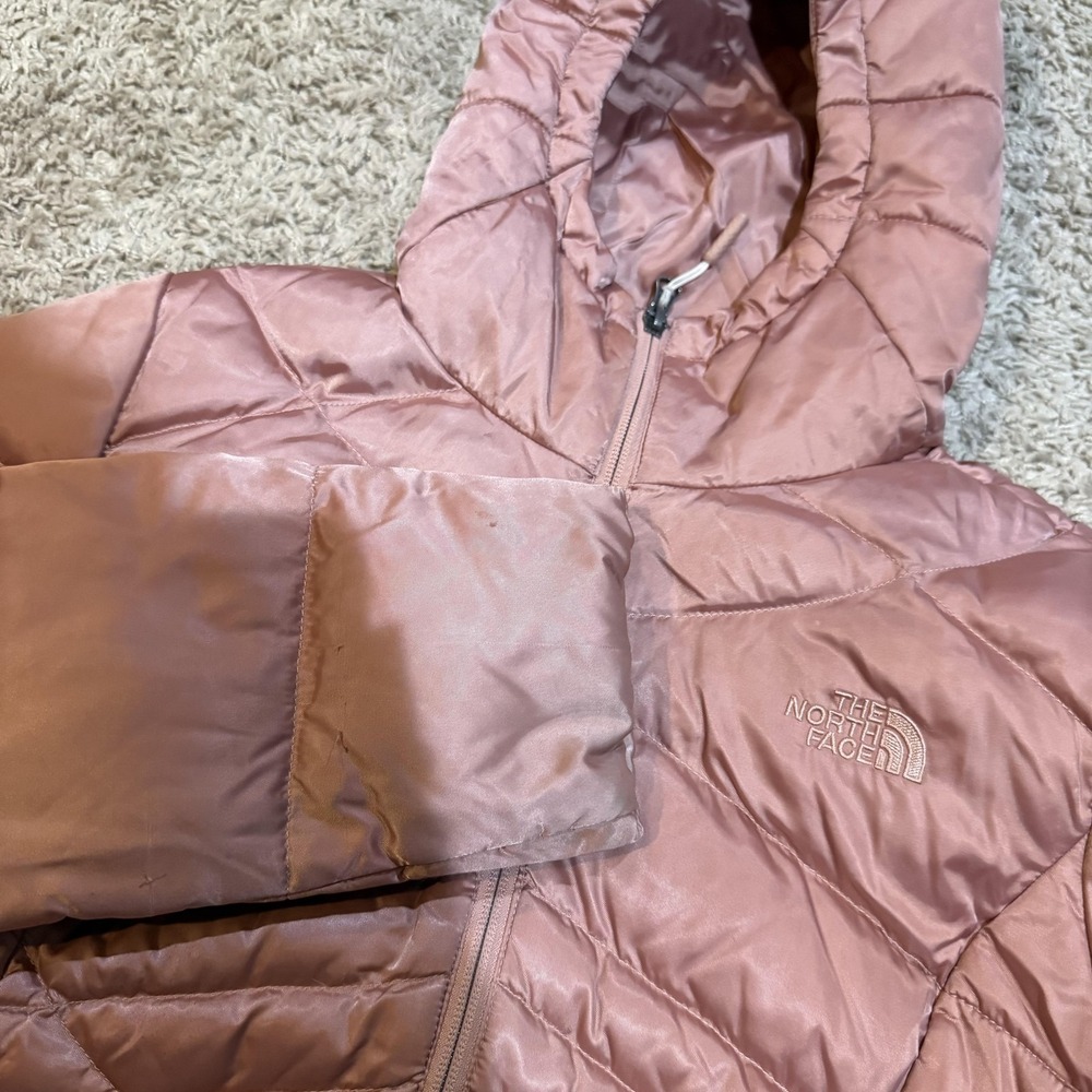 The North Face Jacket Womens Medium Pink Down Puffer Hooded Quilted Winter - Picture 1 of 11
